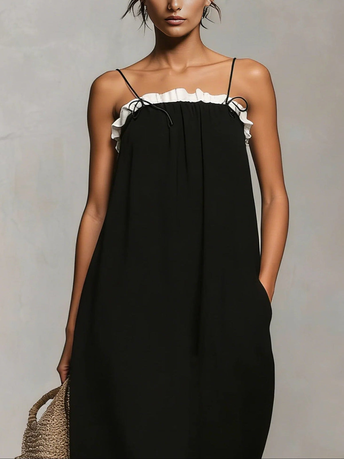 Mirelle | Abito Maxi Con Blocchi Di Colore E Spalline Sottile