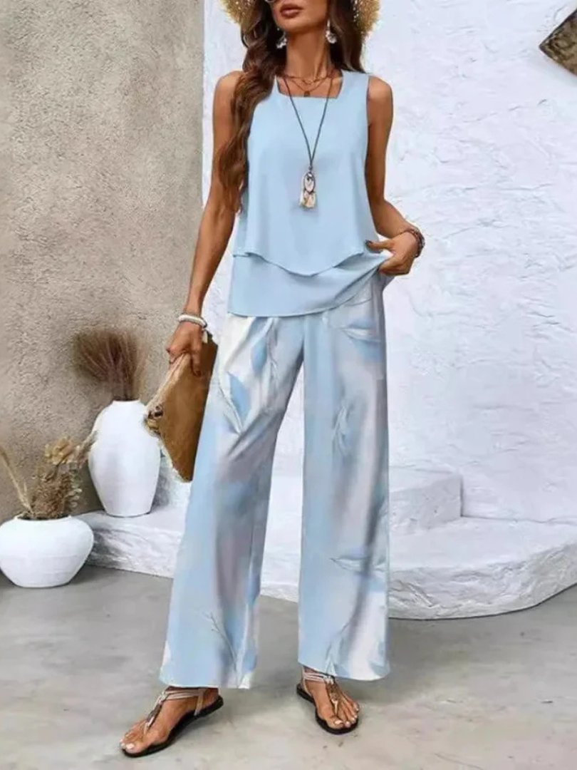 Ovelynra | Top Senza Maniche E Pantaloni A Gamba Larga