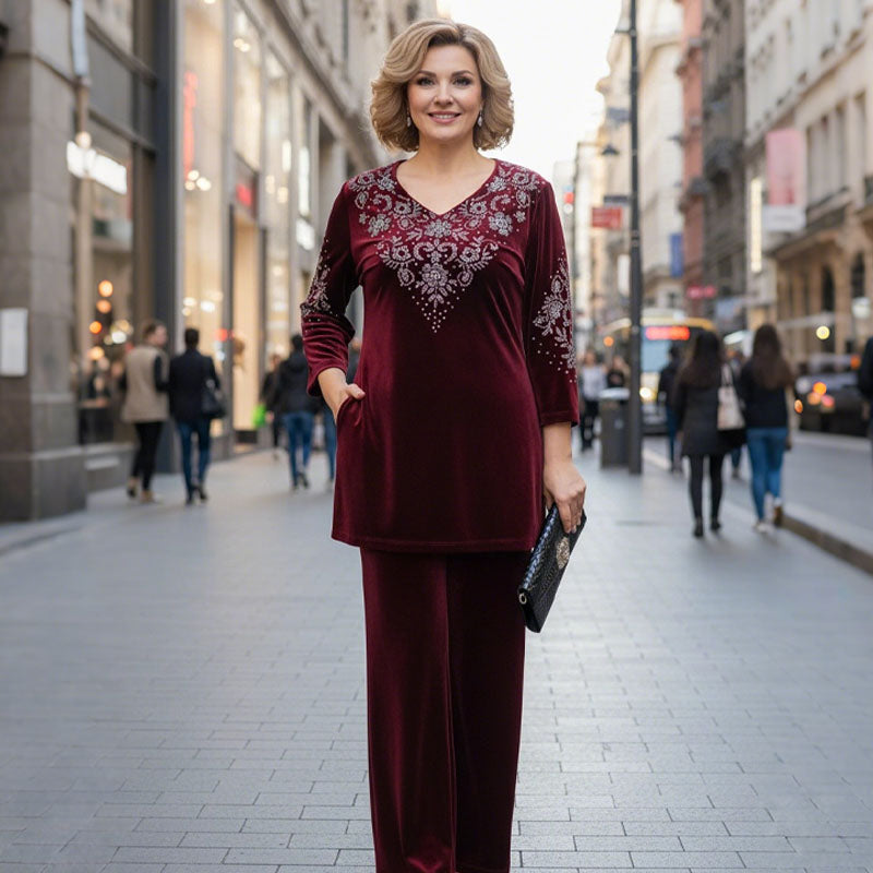 Elvire | Completo Elegante In Velluto A Due Pezzi