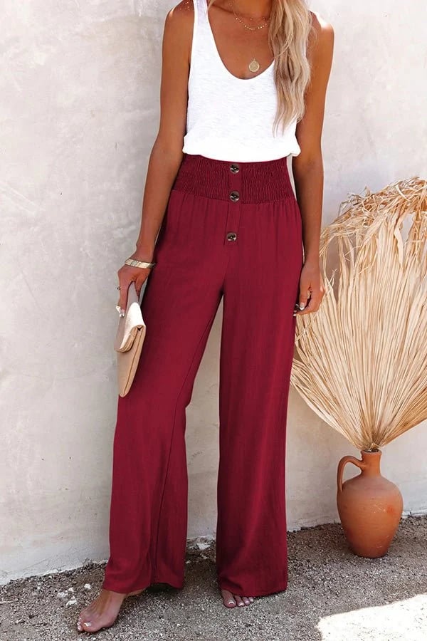 Riana - Pantalone a Vita Alta Relax