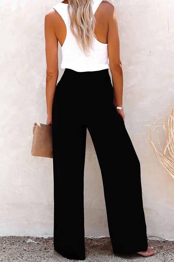 Riana - Pantalone a Vita Alta Relax