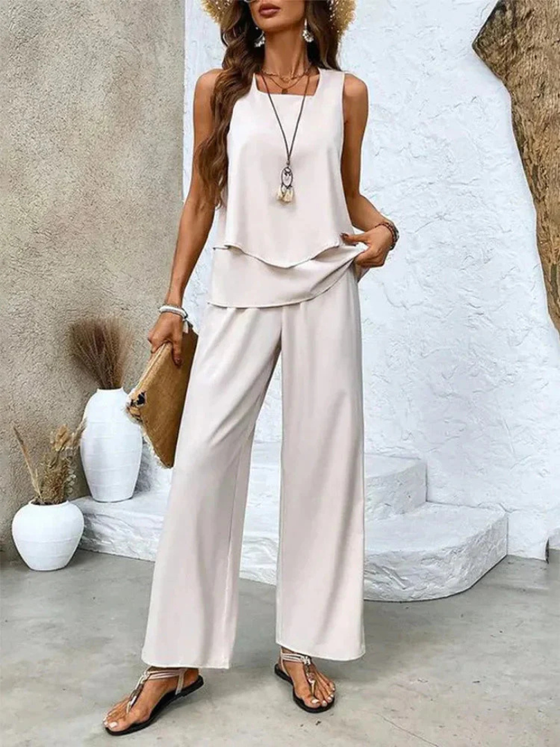 Ovelynra | Top Senza Maniche E Pantaloni A Gamba Larga