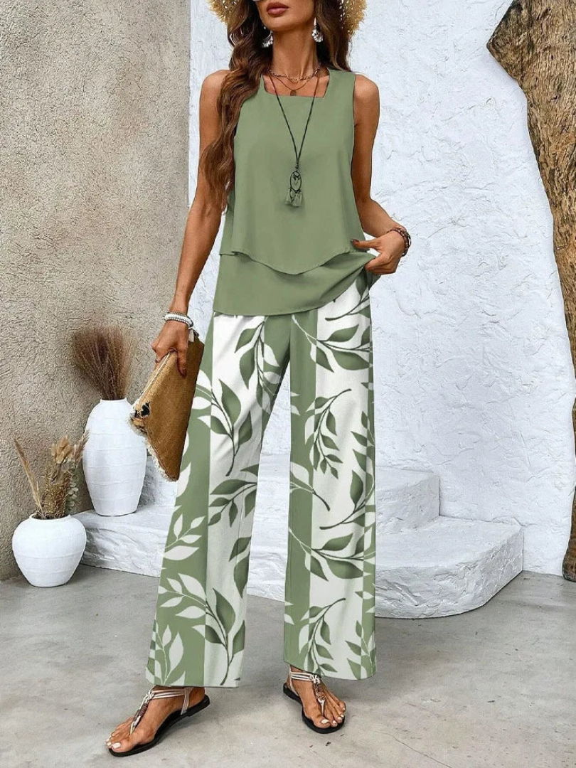 Ovelynra | Top Senza Maniche E Pantaloni A Gamba Larga