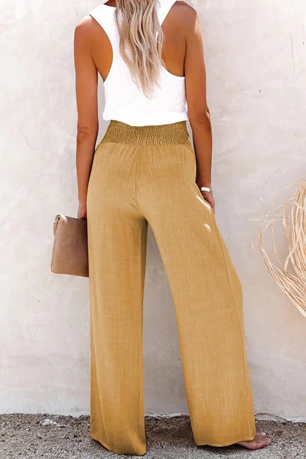 Riana - Pantalone a Vita Alta Relax
