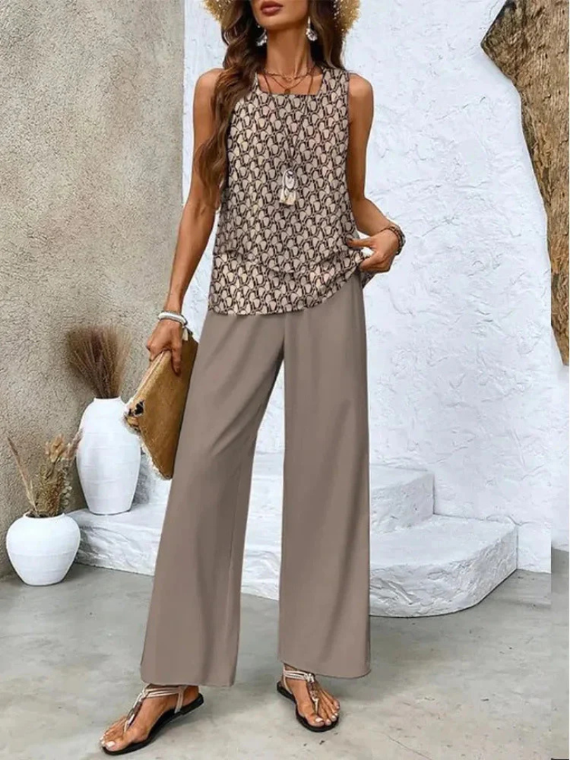 Ovelynra | Top Senza Maniche E Pantaloni A Gamba Larga