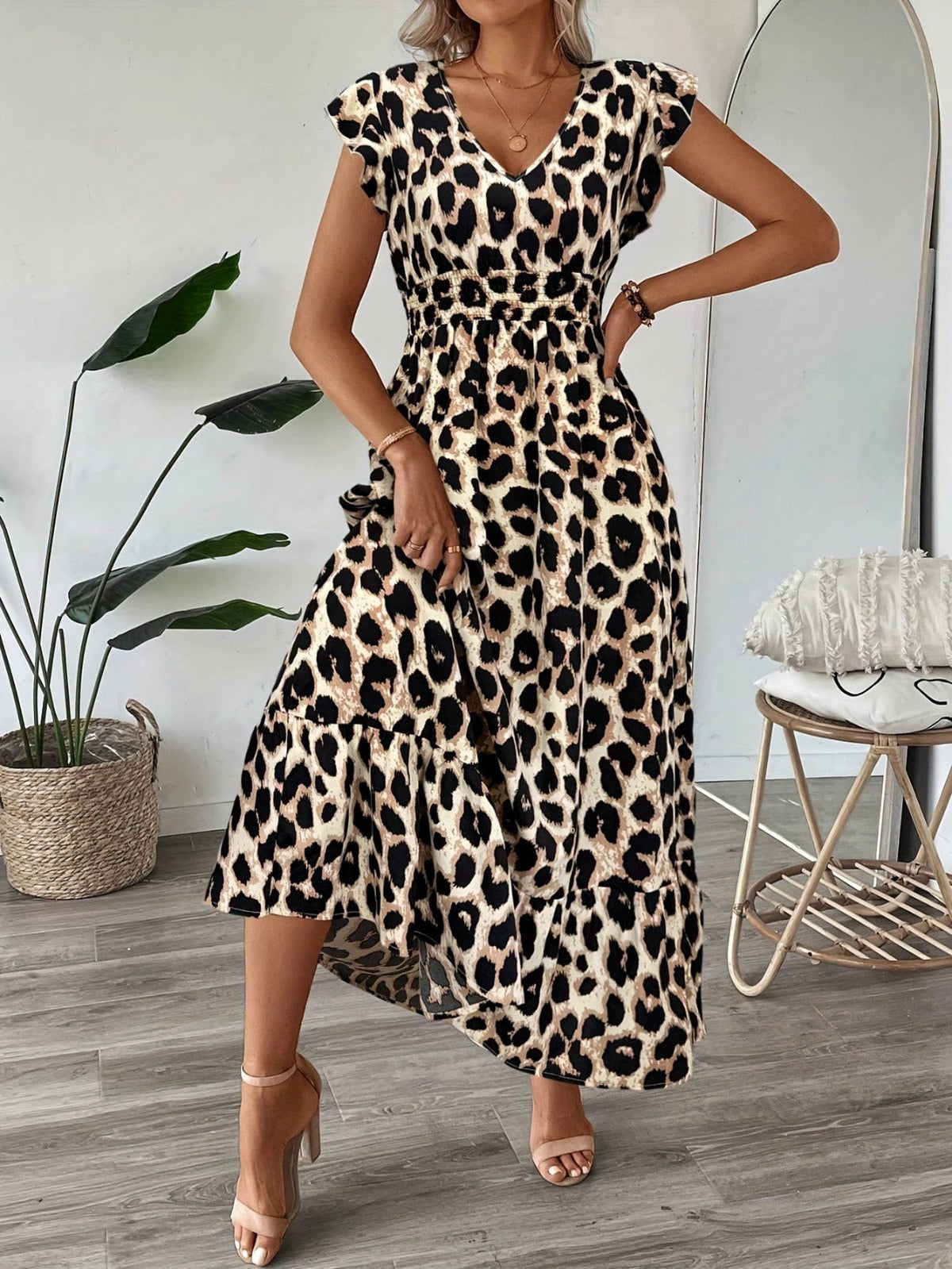 Candela | Abito Maxi Barocco Con Scollatura A V