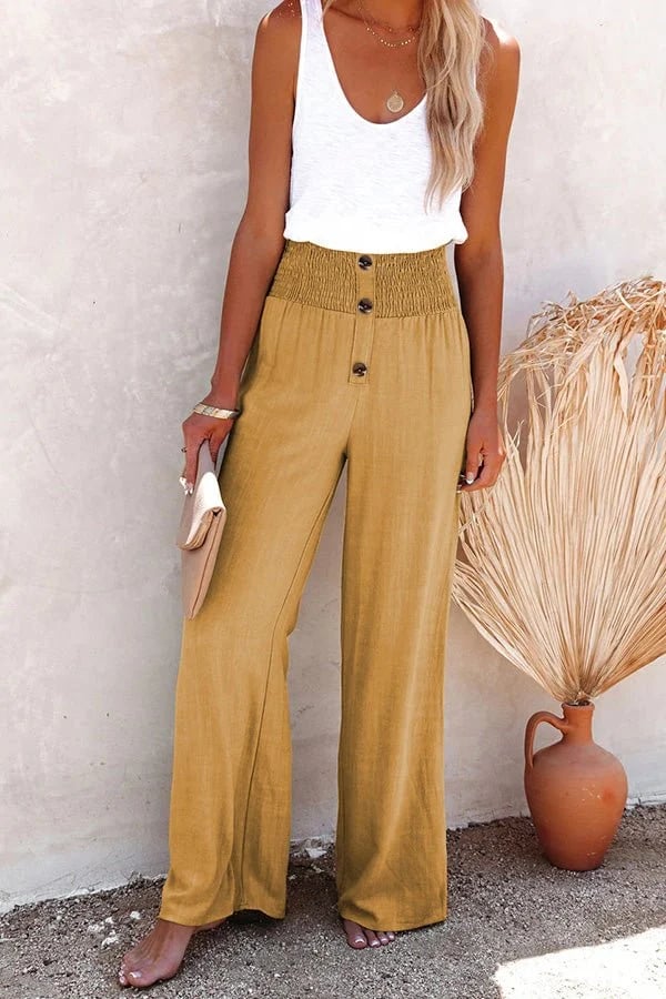 Riana - Pantalone a Vita Alta Relax