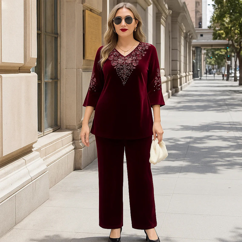 Elvire | Completo Elegante In Velluto A Due Pezzi