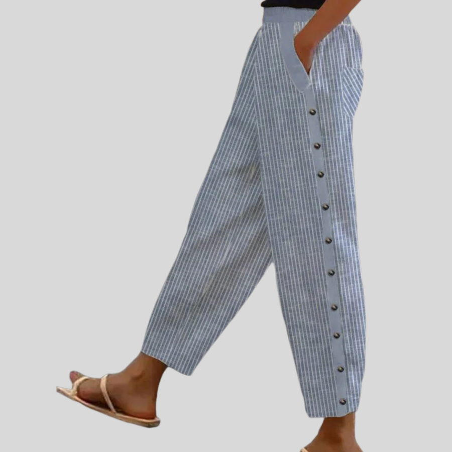 Linaya - Pantaloni a Bottoni Striati