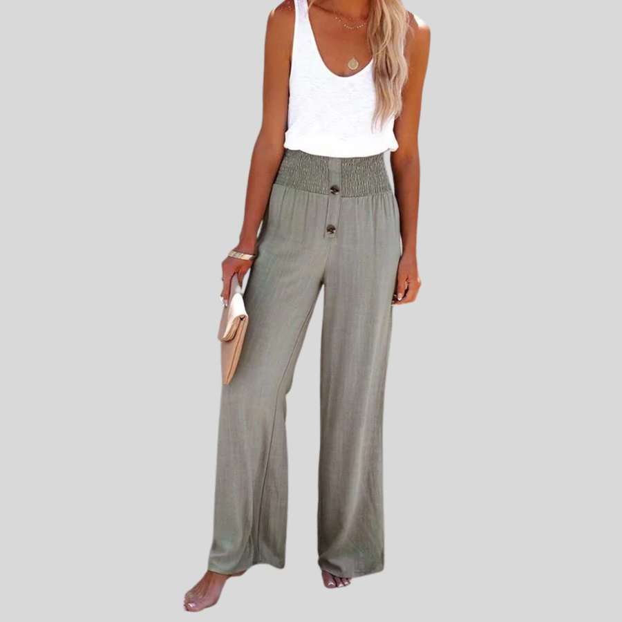 Riana - Pantalone a Vita Alta Relax