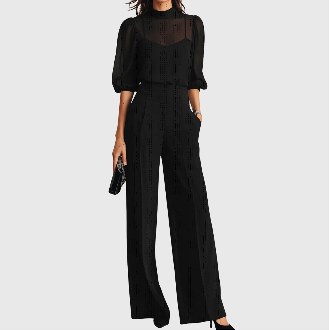Elodie | Completo Di Tre Pezzi Composto Da Un Top E Un Pantalone A Gamba Larga