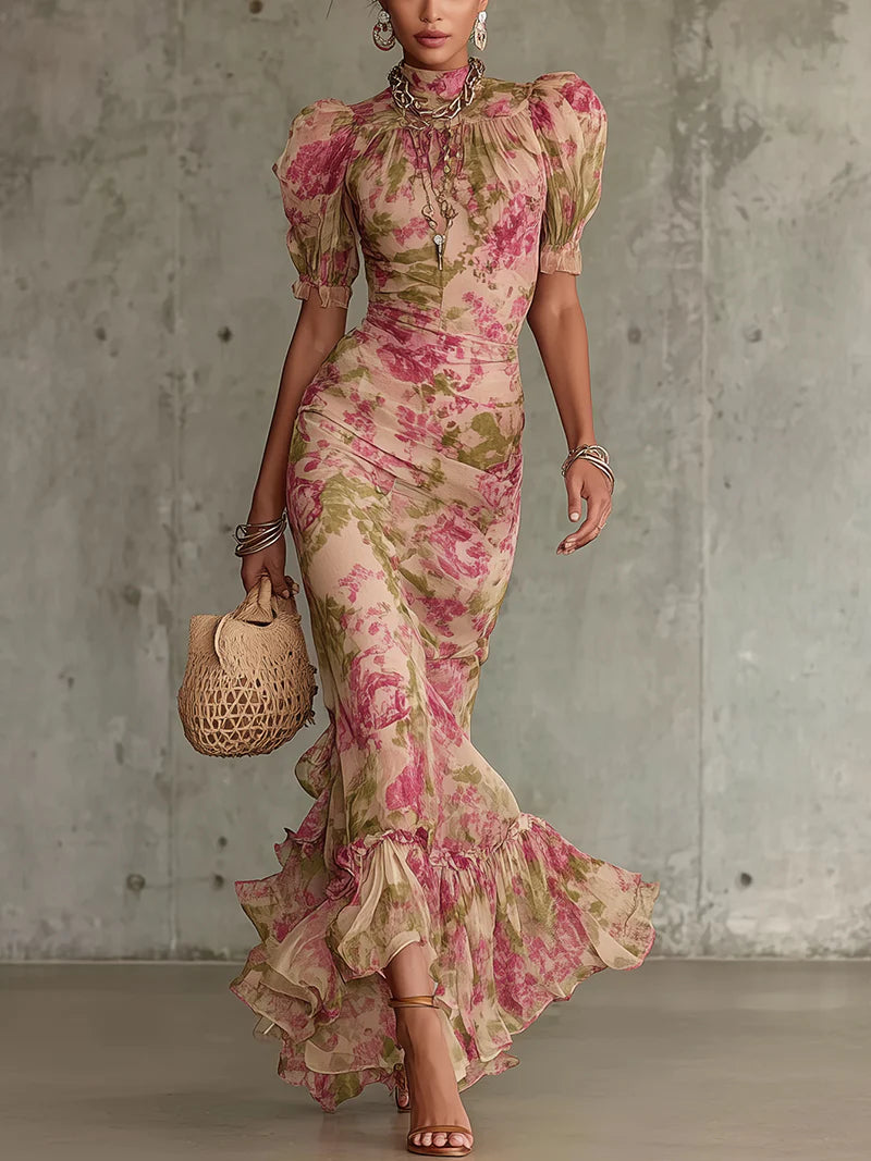 Rosalie | Abito Maxi Con Stampa Di Rose Vintage