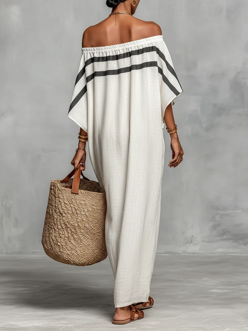 Aveline | Abito Maxi Off-Shoulder Con Maniche A Pipistrello
