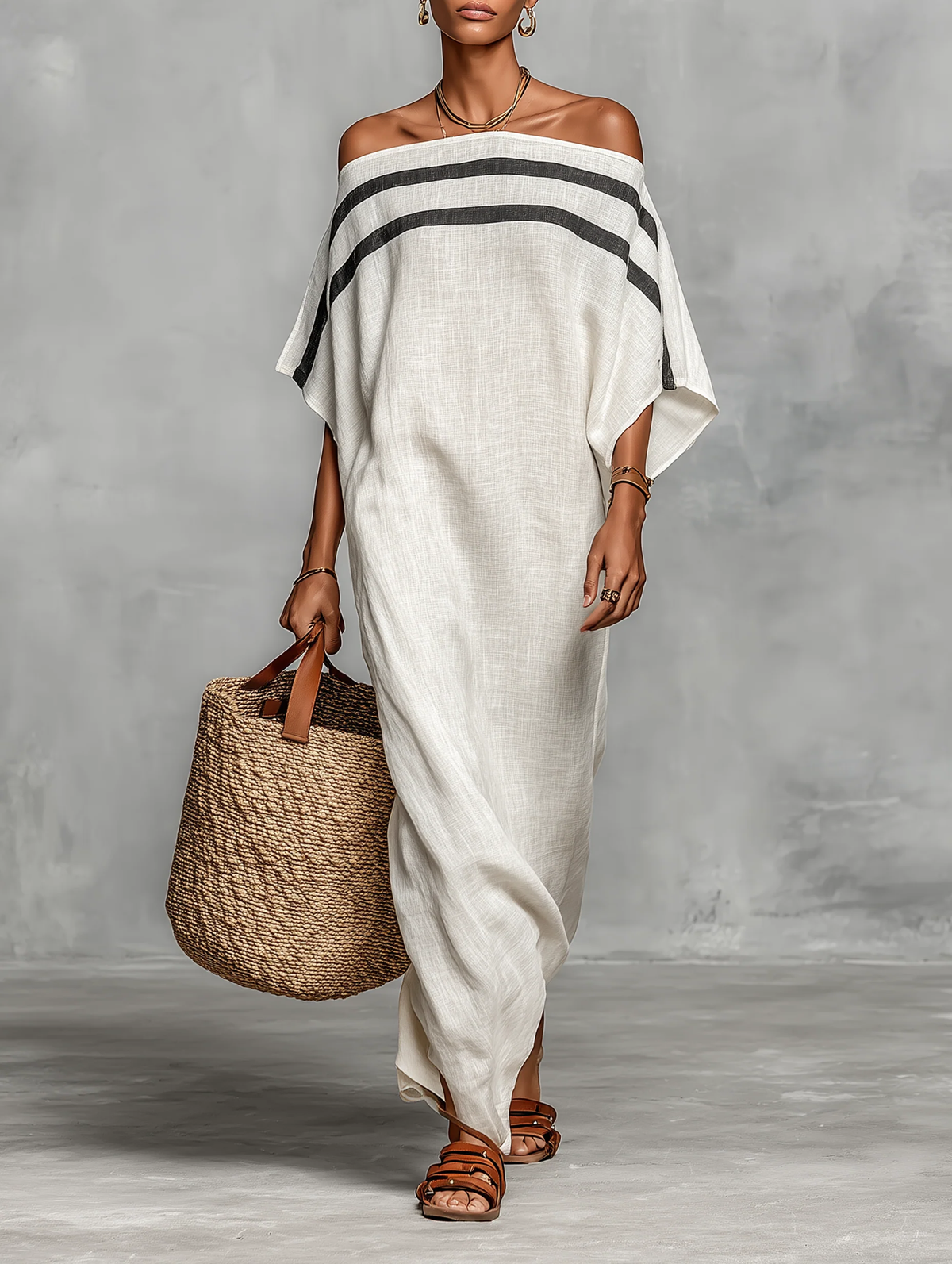 Aveline | Abito Maxi Off-Shoulder Con Maniche A Pipistrello