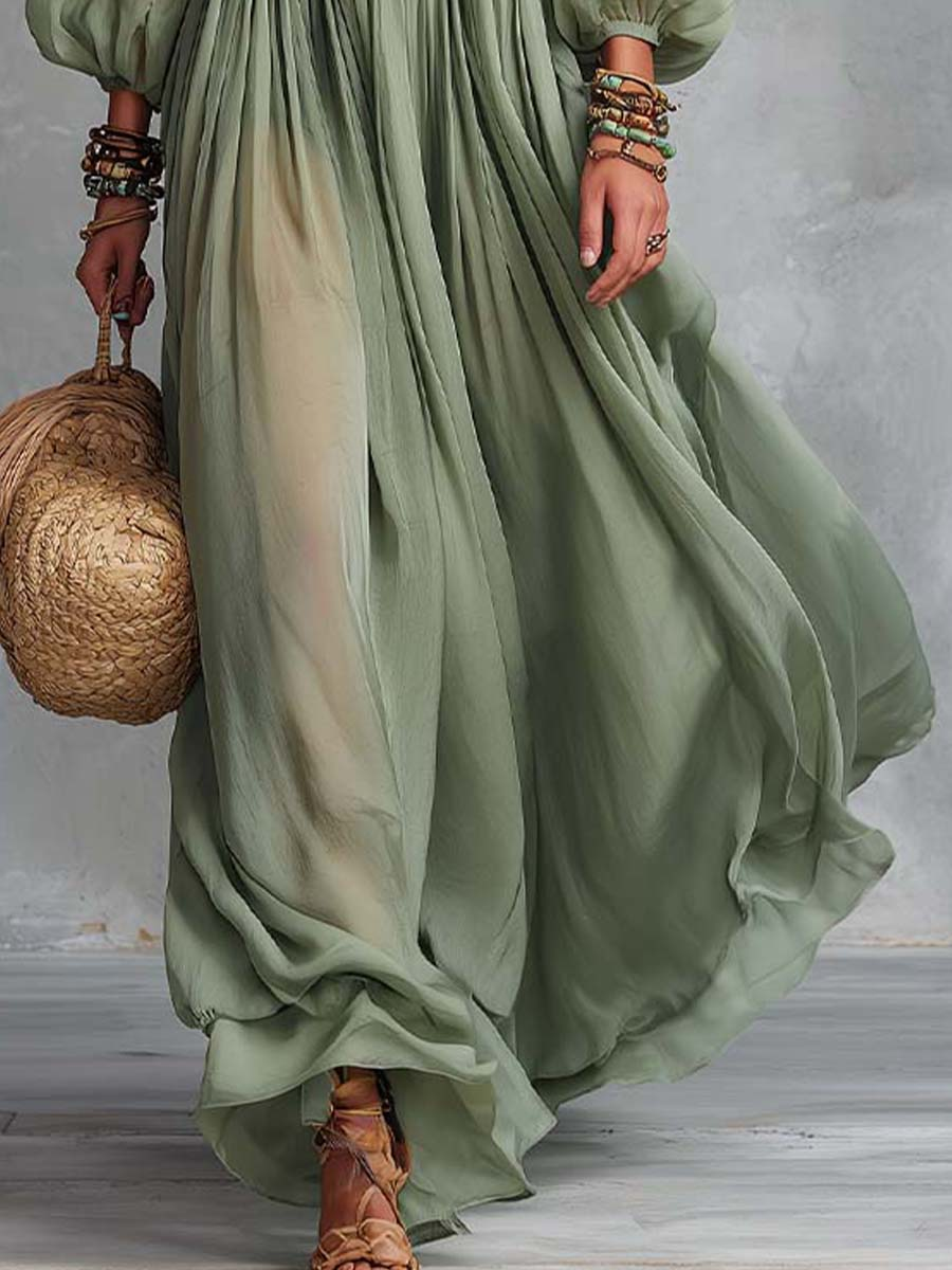 Élodine | Abito Maxi Bohemien Con Stampa Floreale