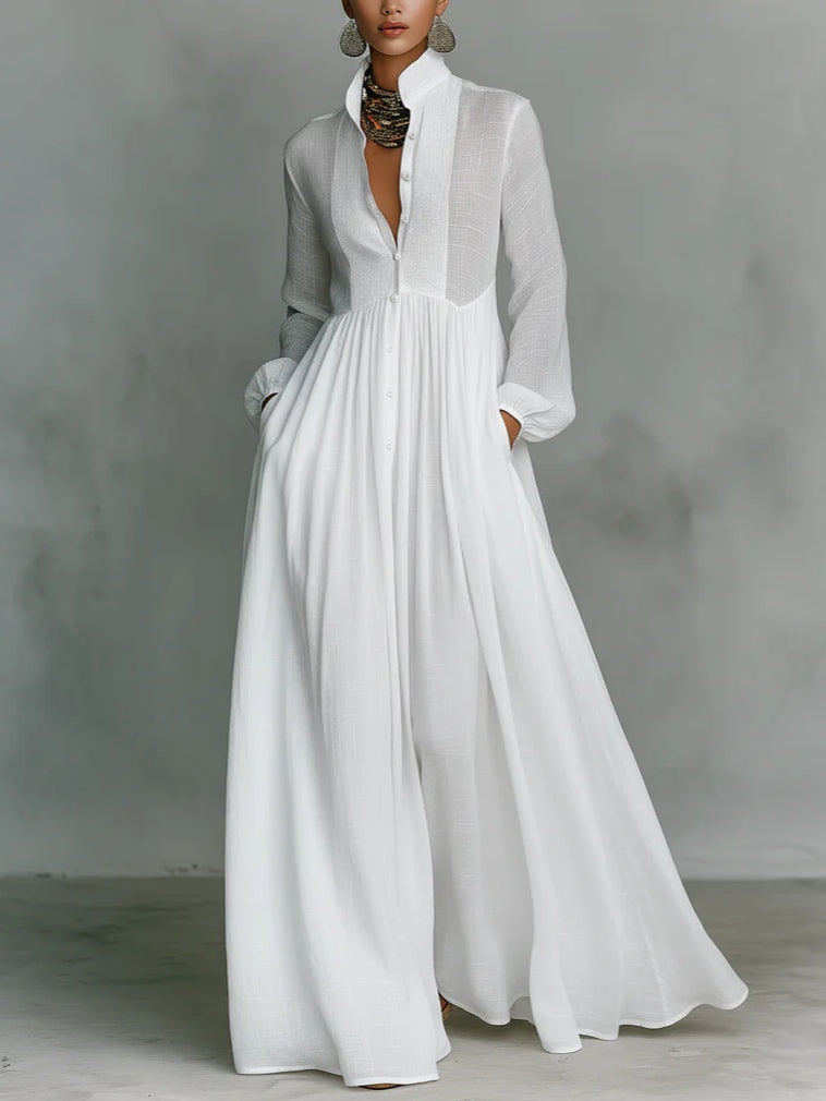 Léonie | Abito Maxi Minimalista Con Collo Alto