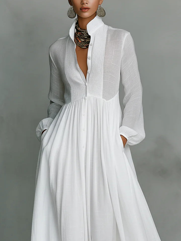 Léonie | Abito Maxi Minimalista Con Collo Alto