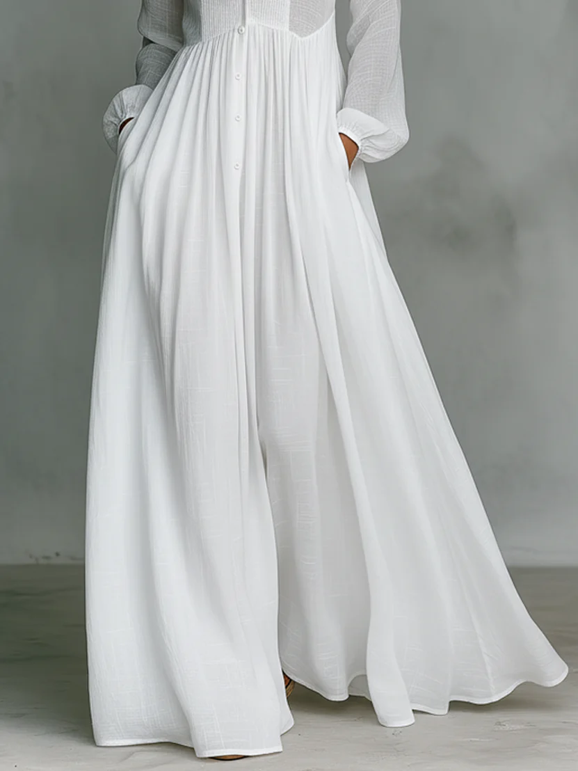 Léonie | Abito Maxi Minimalista Con Collo Alto