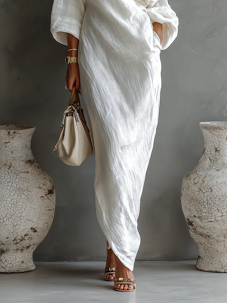 Elise | Elegante Abito Maxi A Spalla Unica In Bianco