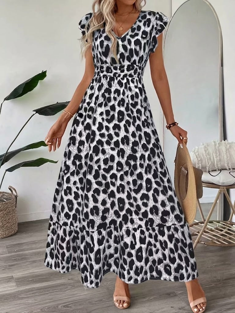 Candela | Abito Maxi Barocco Con Scollatura A V