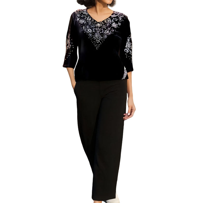 Elvire | Completo Elegante In Velluto A Due Pezzi