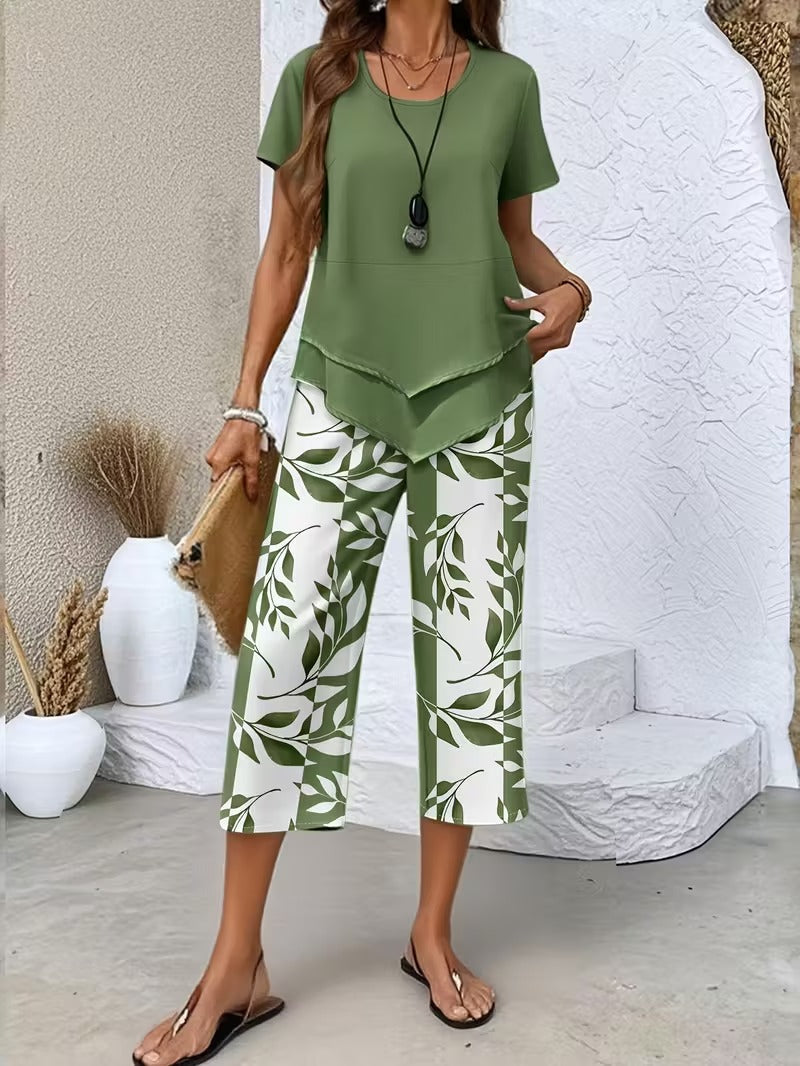 Avy | Completo Casual A Due Pezzi Con Stampa Di Foglie